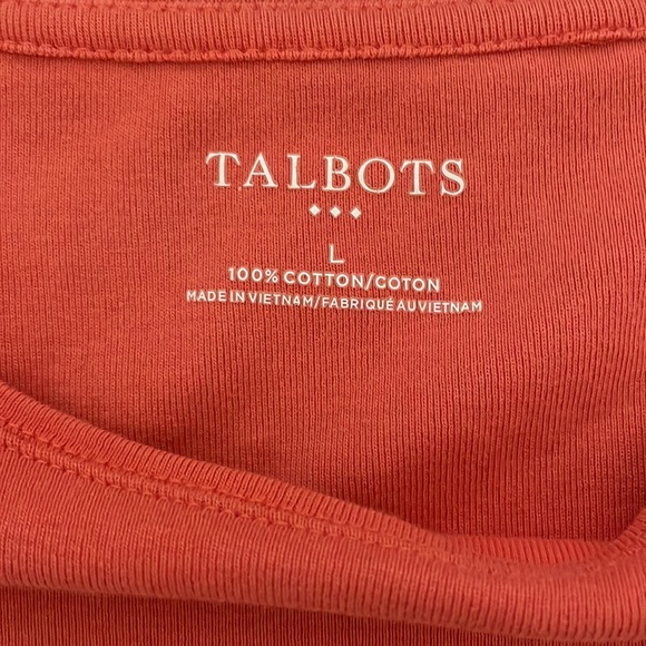 Talbots Orange 100% Cotton Basic Long Sleeves Top TShirt Size L - Picture 7 of 8